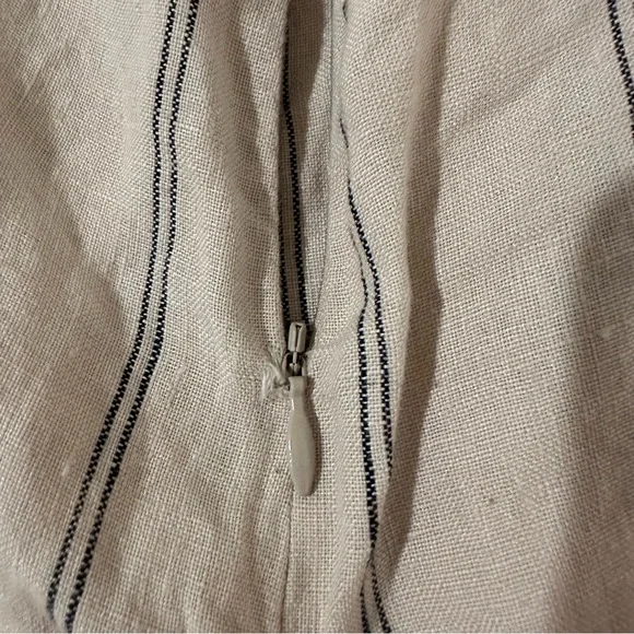 Reformation 100% Linen Elm Jager Jumpsuit size 8 striped blue jumpsuit open back - Picture 8 of 11